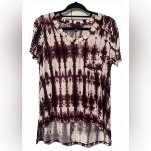 Rock & Republic Burgundy Tie-Dye Short Sleeve Tee
